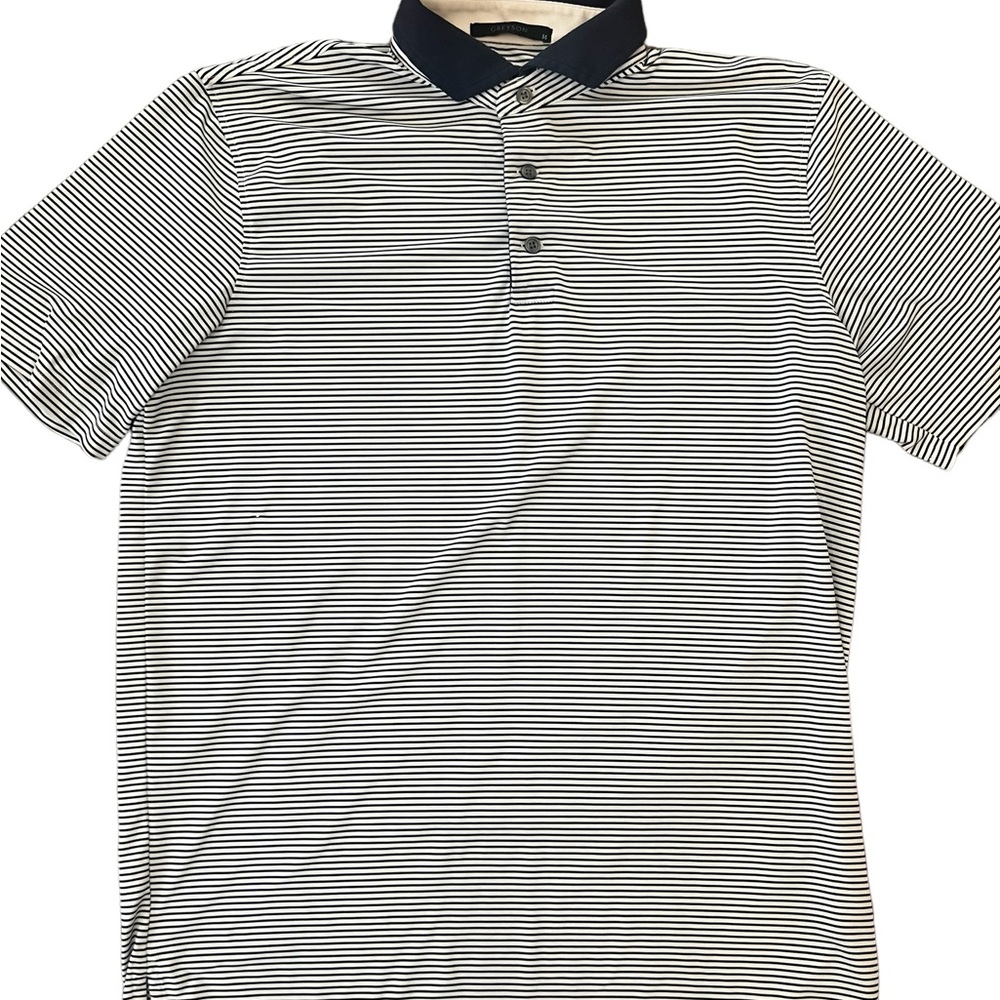 Greyson Black and White Striped Polo Shirt - Picture 2 of 7